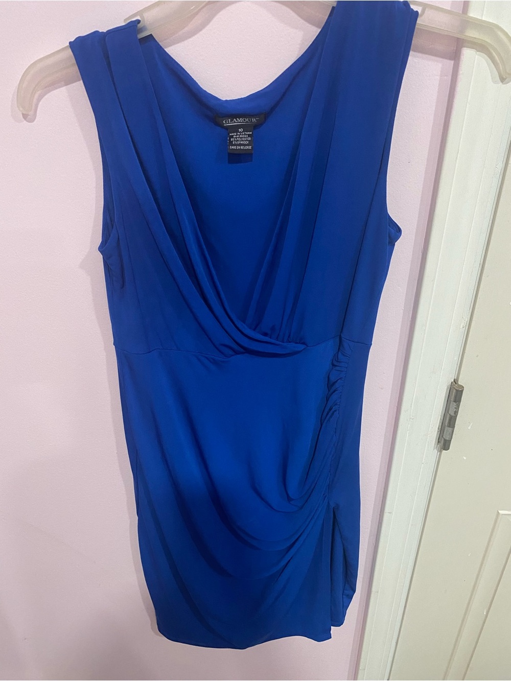 Glamour Cobalt Blue Draped Sleeveless Camisole Dress